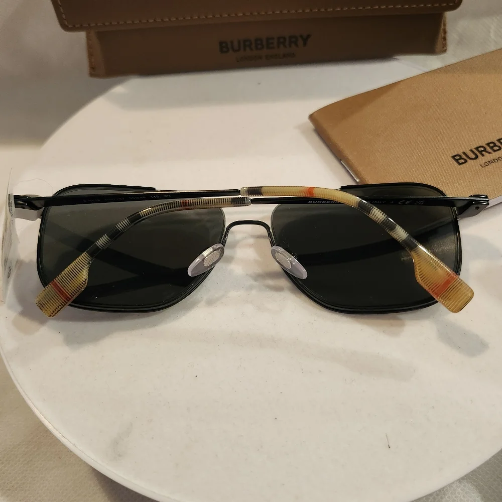 Burberry Men's Falcon BE3112 58mm Pilot Sunglasses in Matte Black - Picture 4 of 7